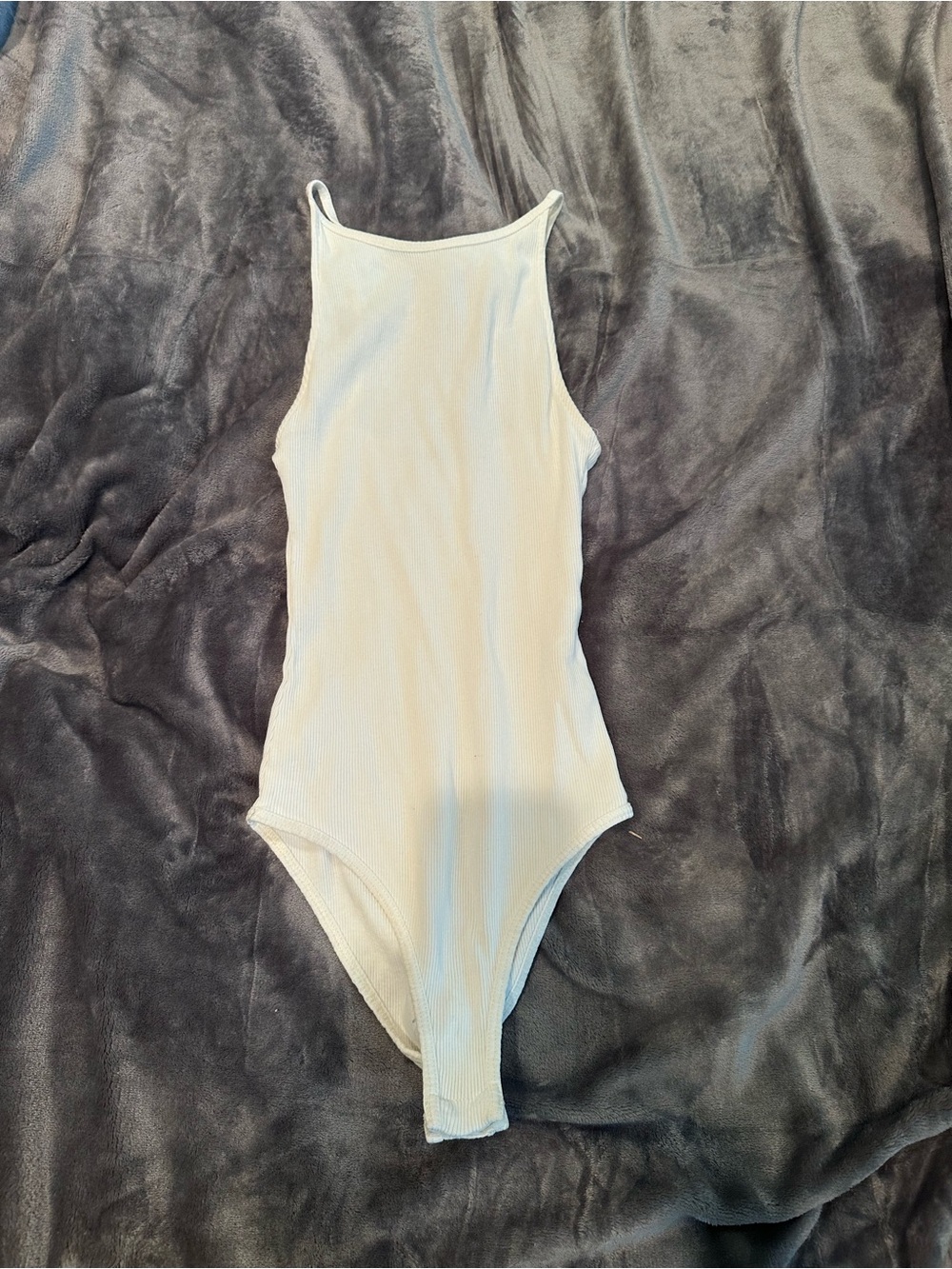 Zara Ribbed One-Piece Bodysuit in White Size Medium